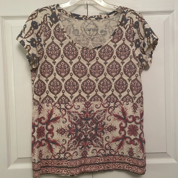 Lucky Brand Cotton Pattern Pullover Top Medium - Picture 3 of 10